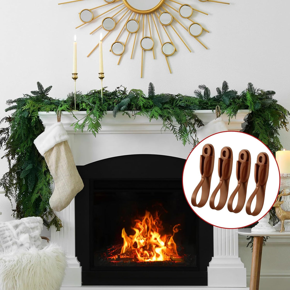 🔥HOT SALE 49% OFF - 🎅Christmas Garland Hanger Mantle Garland Hooks, No Drill (Set of 4)