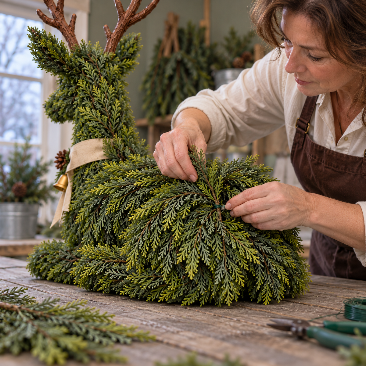 🦌Evergreen Reindeer Christmas Decoration