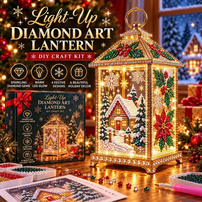 💎 DIY Light-Up Diamond Art Christmas Lantern – Sparkling Holiday Craft & Décor
