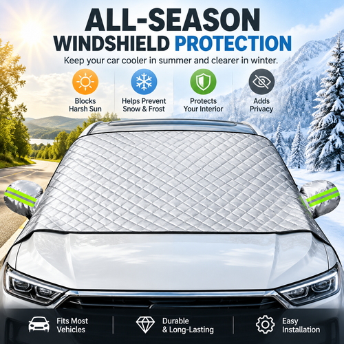 ❄️ Magnetic Windshield Cover – All-Season Snow, Frost & Sun Protector