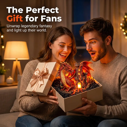 🏰 Mythical Accent Special 60% OFF 💥 Western Dragon and Castle Wall-Mounted LED Night Light Fantasy Lava Resin Ornament