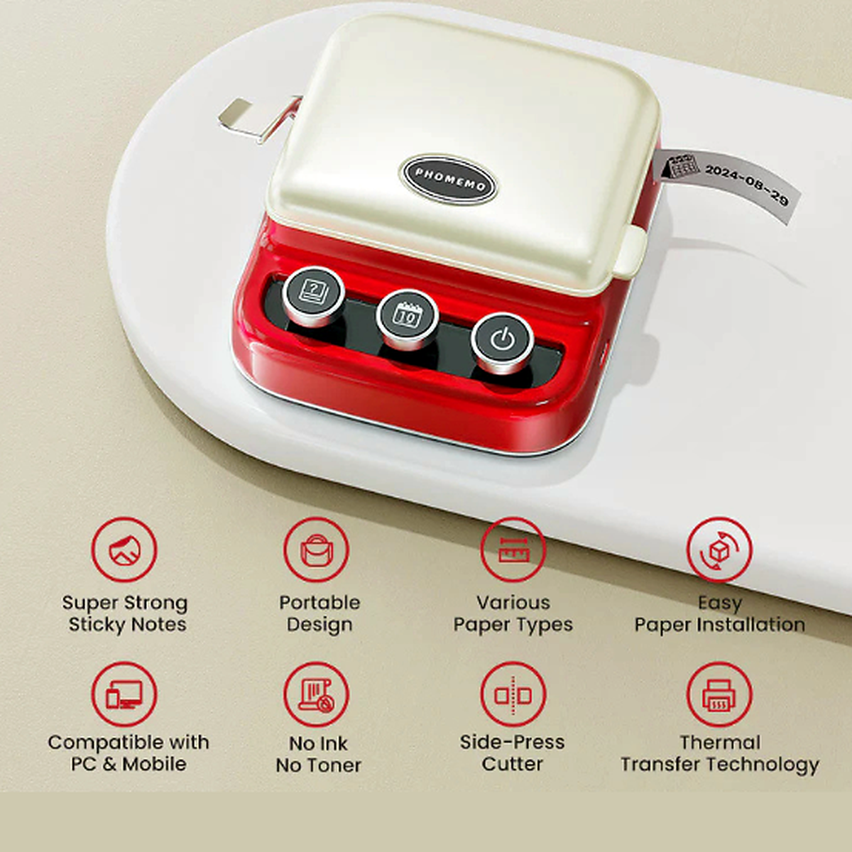 Phomemo P15 Vintage Ribbon & Label Printer – Bluetooth Thermal Transfer Personalization Printer