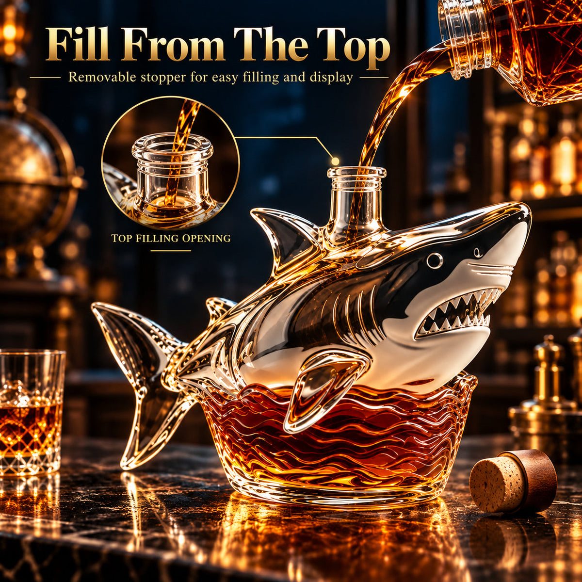 🦈 50th Anniversary Shark Tribute Whiskey Decanter