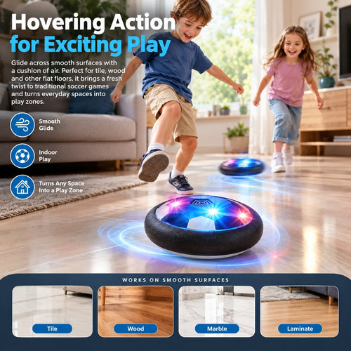 Rechargeable Hover Soccer Ball for Kids – Floating LED Indoor Soccer Disc with Foam Bumper