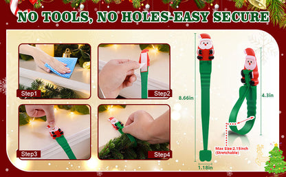 🎄🎅 12-Pack Santa Claus Adhesive Hooks — Peel, Stick & Hang, No Drilling or Nails Needed