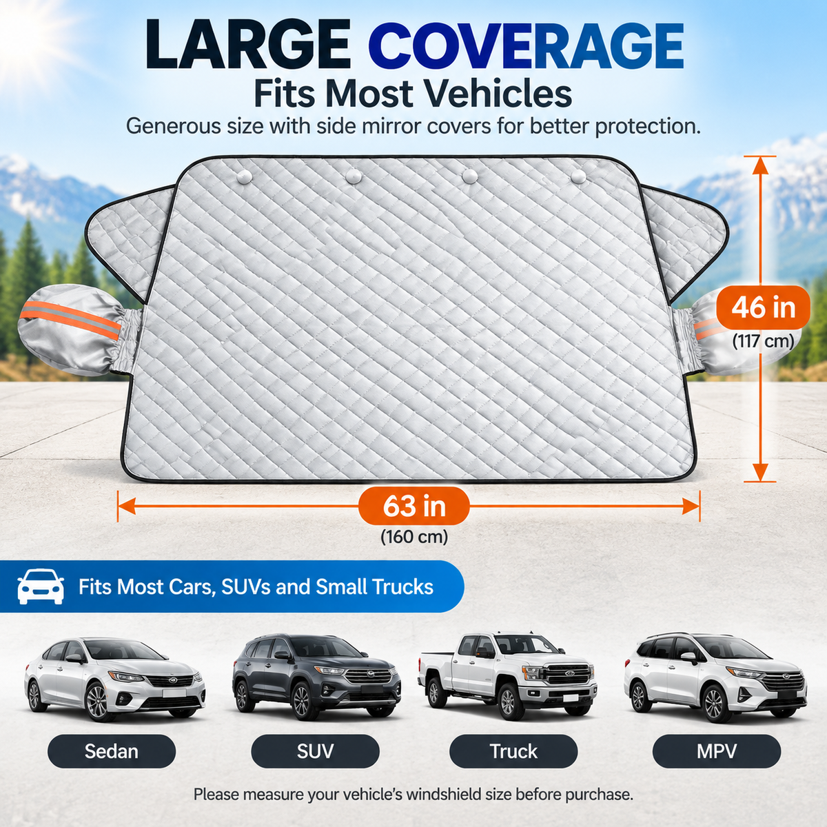 ❄️ Magnetic Windshield Cover – All-Season Snow, Frost & Sun Protector