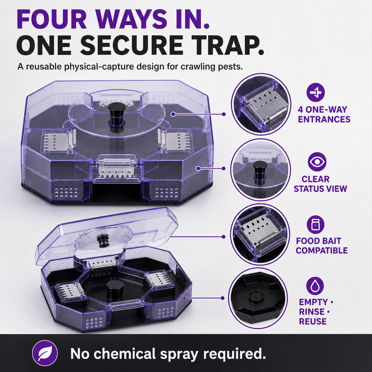 Reusable No-Spray Roach Trap – Chemical-Free, Washable & Easy to Reuse 🏠♻️