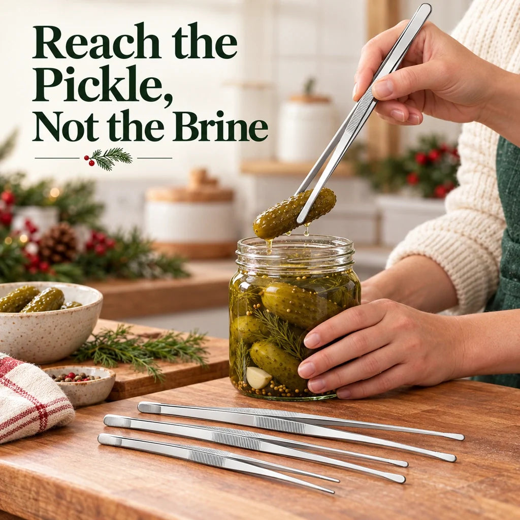 🍳4-Piece Stainless Steel Kitchen Tweezer Set – 10″ & 12″ Cooking and Plating Tongs