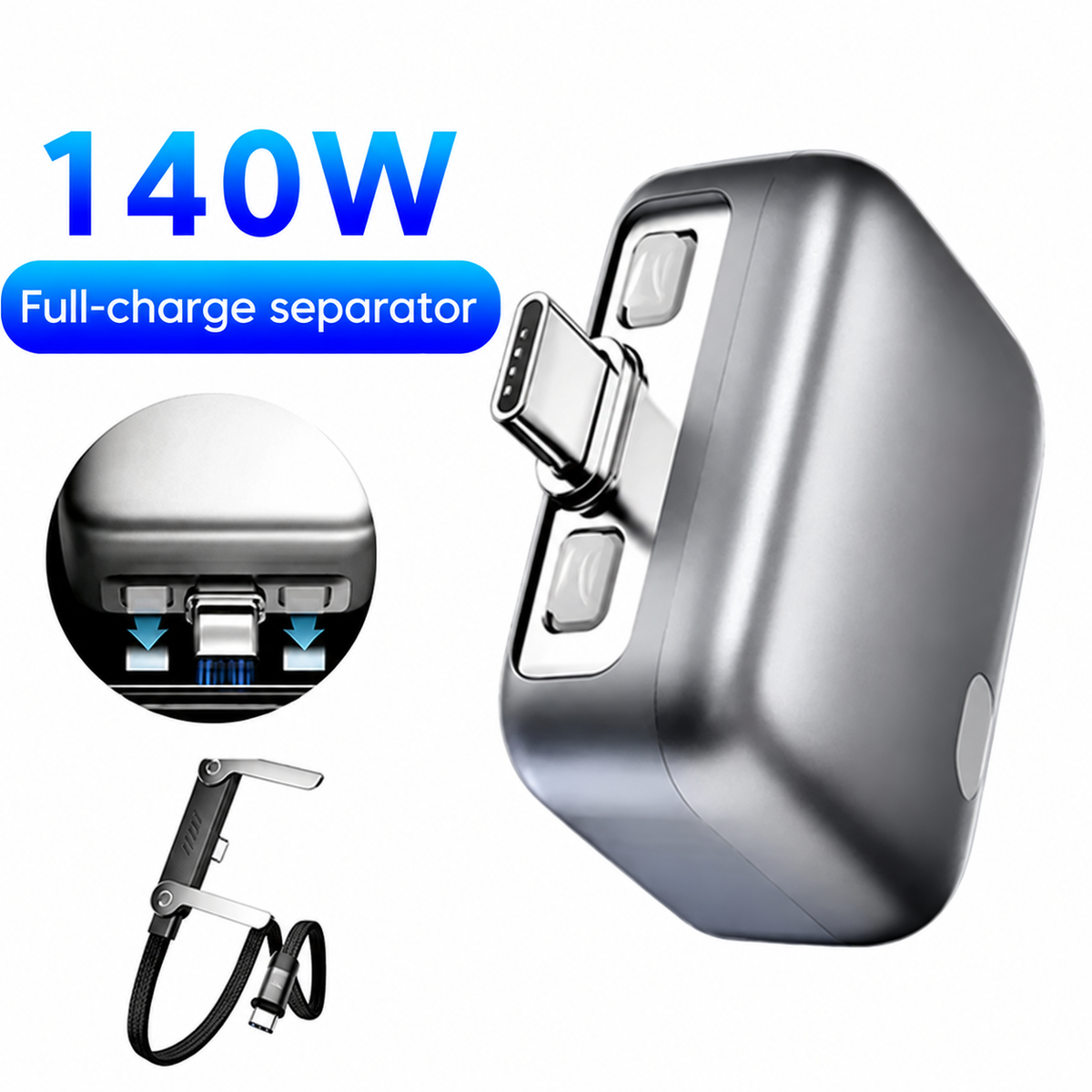 140W Smart USB-C Charging Adapter – Auto Power-Off & Phone Stand