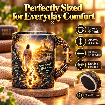 Faith-Inspired Heat-Reveal Mug – You Never Walk Alone 🕊️
