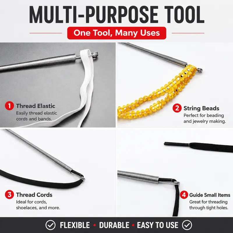 🧵 Flexible Drawstring Threader Tool –5PCS Stainless Steel Cord Repair Set