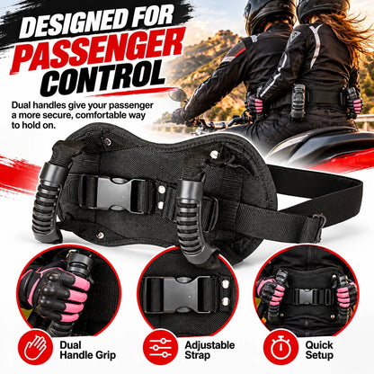 🏍️ Motorcycle Passenger Grab Handle Belt – Rear Seat Safety Grip Strap For Two Riders