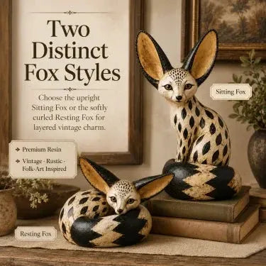 🦊Vintage-Style Fennec Fox Sculpture – Charming Home Decor & Gift for Animal Lovers✨