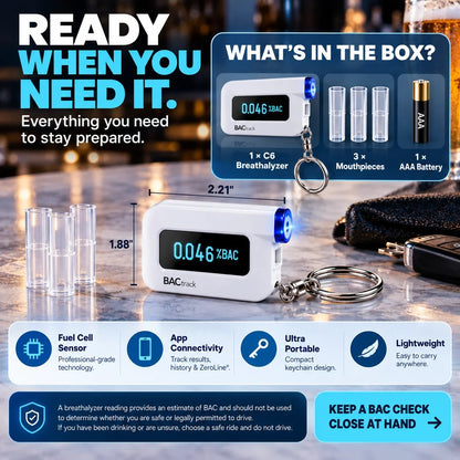 🚗 Pocket BAC Breathalyzer – Professional-Grade Alcohol Tester with App & ZeroLine Tracking