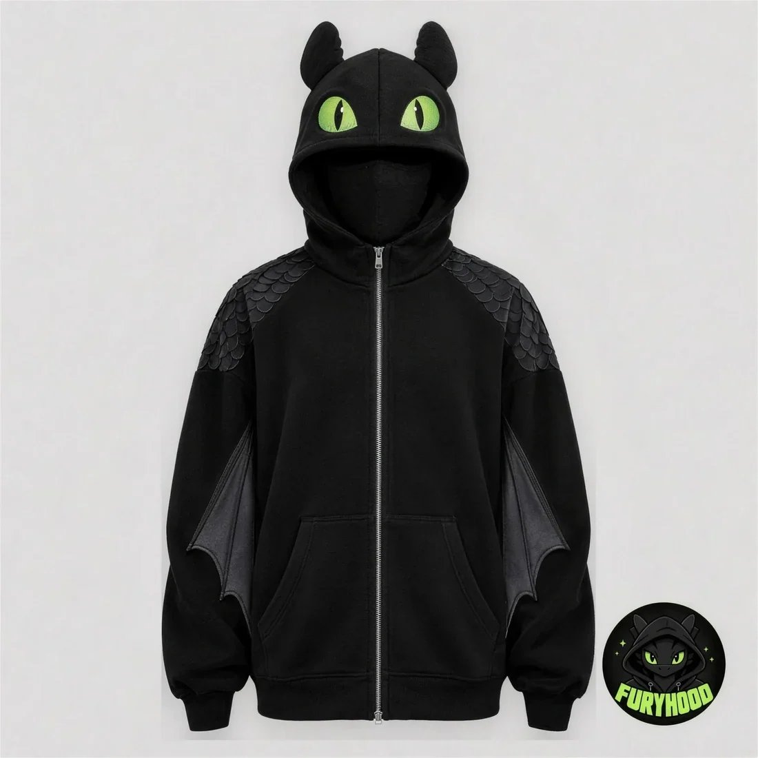 The Dragon Hoodie – Zip-Up Dragon Hooded Sweatshirt with Built-In Balaclava