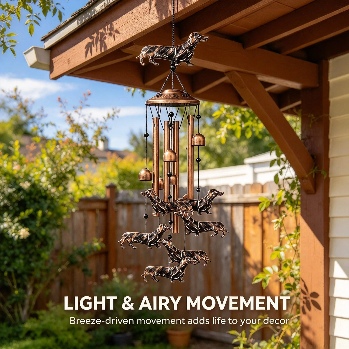 🐶 Dachshund Metal Wind Chime, Outdoor Garden Decor