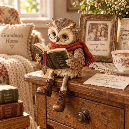 📚 Reading Owl Figurine – Charming Bookshelf Decor & Gift for Book Lovers 🎁