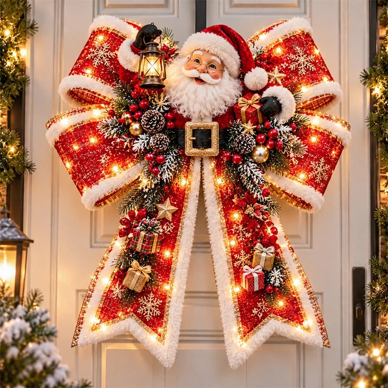 🎀🎄 Christmas Magic Bow Door Hangers – Oversized Light-Up Holiday Bows in 6 Festive Styles