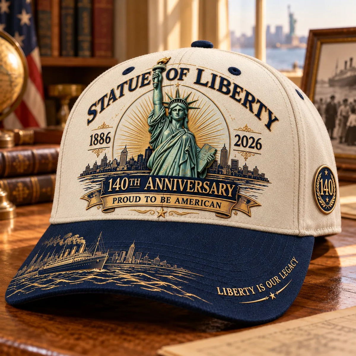 💝LAST DAY 49% OFF - 🗽 Statue of Liberty 140th Anniversary 1886–2026 – Premium Embroidered Heritage Cap | Cotton-Poly Blend • Detailed Embroidery • Adjustable Fit 🇺🇸