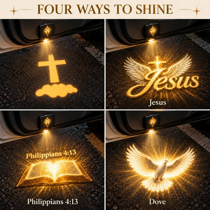 ✝️ Christian Car Door Projector Light – Golden Faith Projection | USB-C Rechargeable