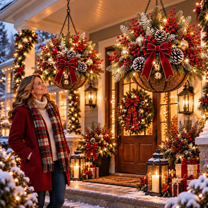 🎄 Last Day: 33% OFF – Pre-Lit Christmas Hanging Basket | Warm LED Lights & Weather-Resistant Holiday Decor ✨