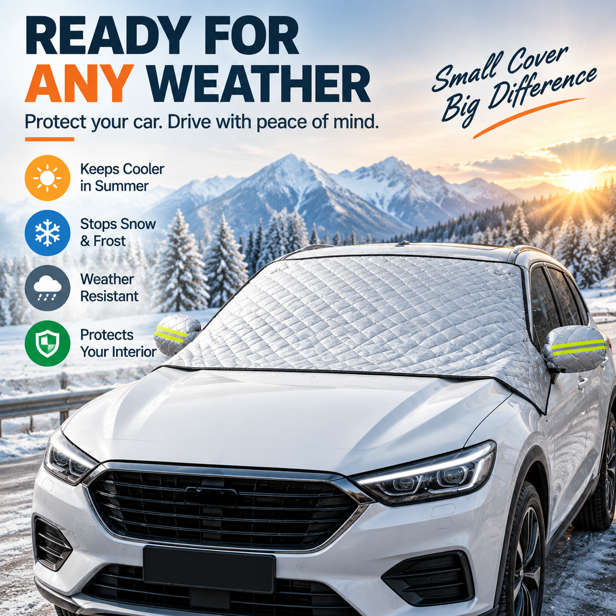 ❄️ Magnetic Windshield Cover – All-Season Snow, Frost & Sun Protector
