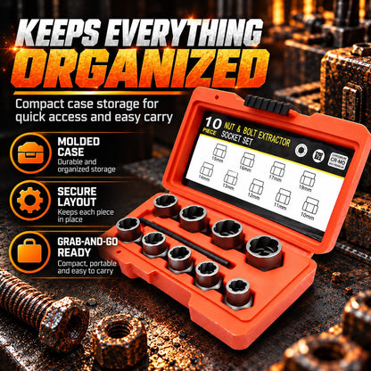 10/14-Piece Screw Extractor Set – Remove Stripped, Broken & Stuck Bolts with Ease