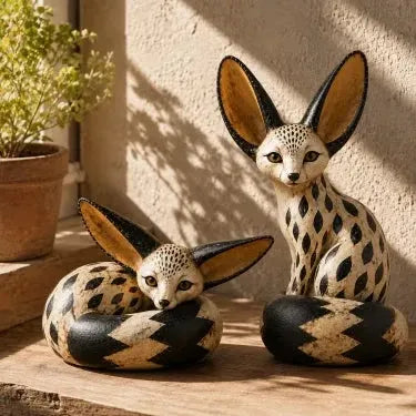 🦊Vintage-Style Fennec Fox Sculpture – Charming Home Decor & Gift for Animal Lovers✨