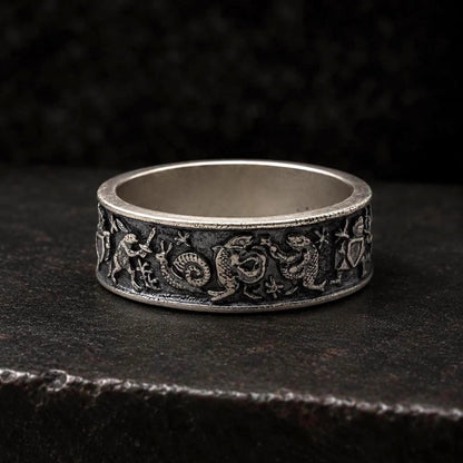 ⚔️✨Medieval Marginalia Ring – Vintage Silver Ring with Whimsical Medieval Engravings100% 925 Sliver (✨Buy 2 Free Shipping)