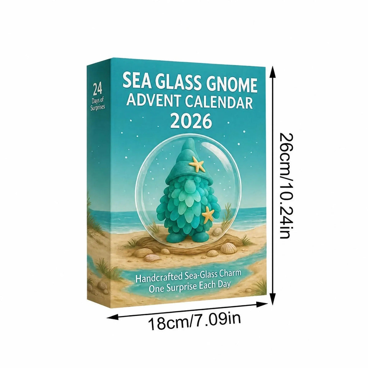 🌊Sea Glass Gnome Advent Calendar 2026 | 24 Coastal Gnome Charms for Christmas Countdown, Tree Decor & Holiday Gifts 🎄