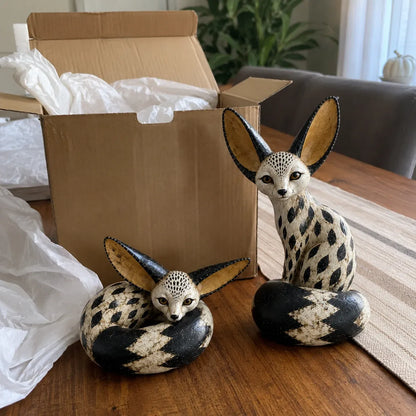 🦊Vintage-Style Fennec Fox Sculpture – Charming Home Decor & Gift for Animal Lovers✨