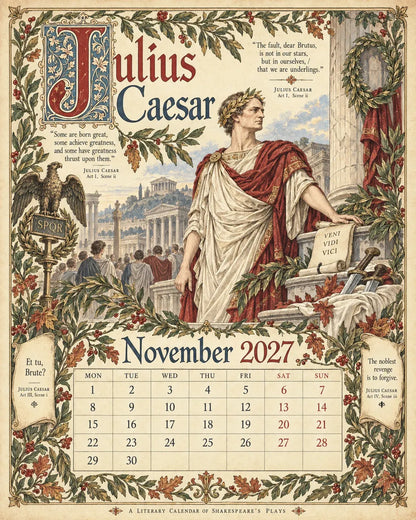 Vintage Illustrated Wall Calendar优化加上打5折 🔥 50% OFF 🎨 A Shakespearean Year 2027 – 12 Plays Through the Seasons | Vintage Illustrated Wall Calendar 📅
