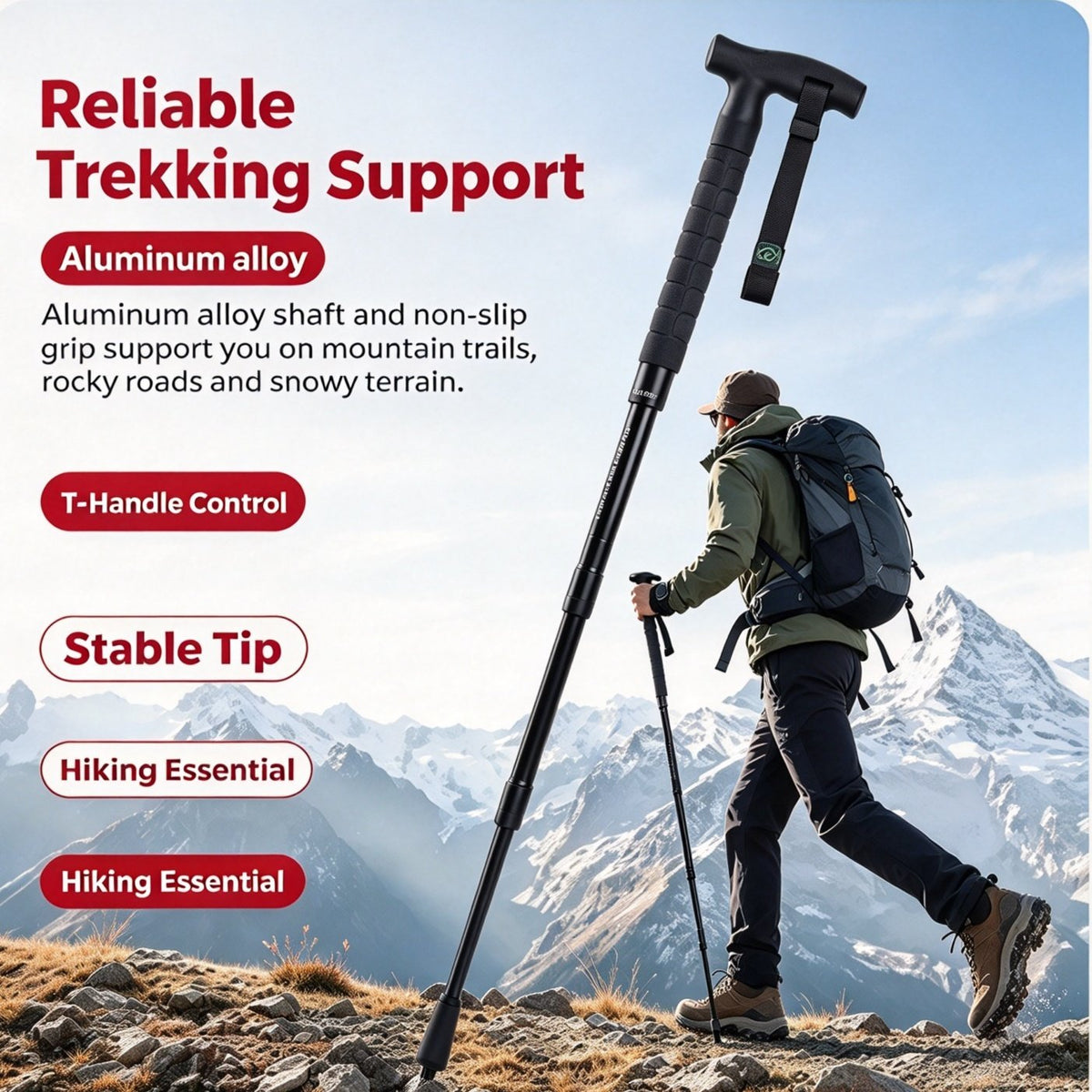 GS183 FOX Telescopic Hiking Trekking Pole with Self-Defense Baton