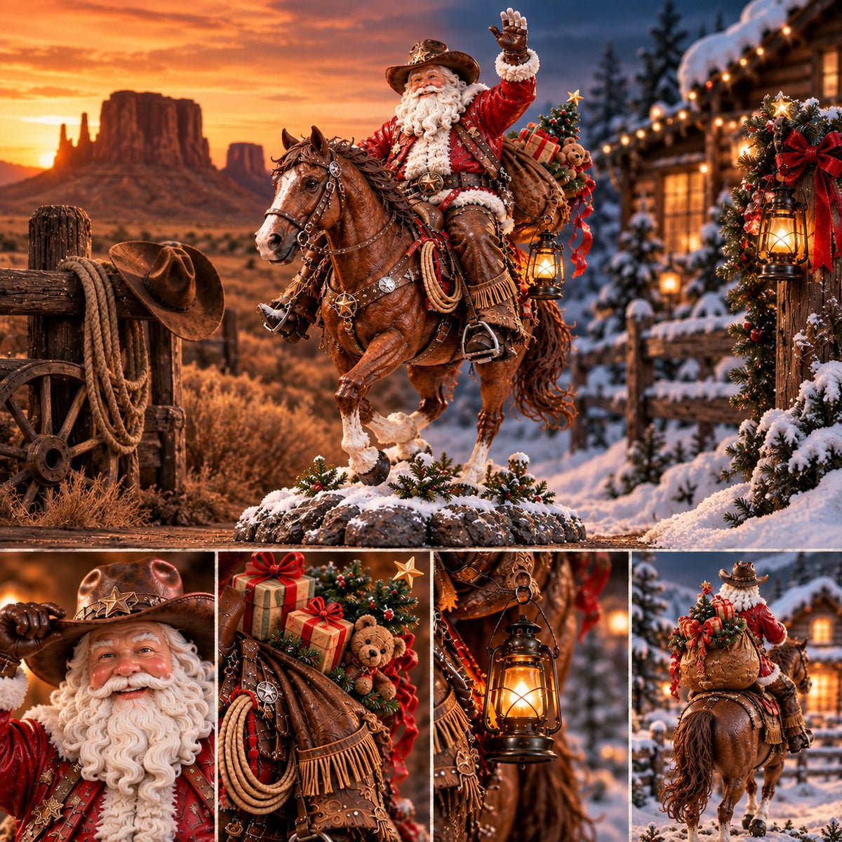 🤠🎄 Home for Christmas Cowboy Santa – Rustic Western Holiday Memory Keepsake 🐎