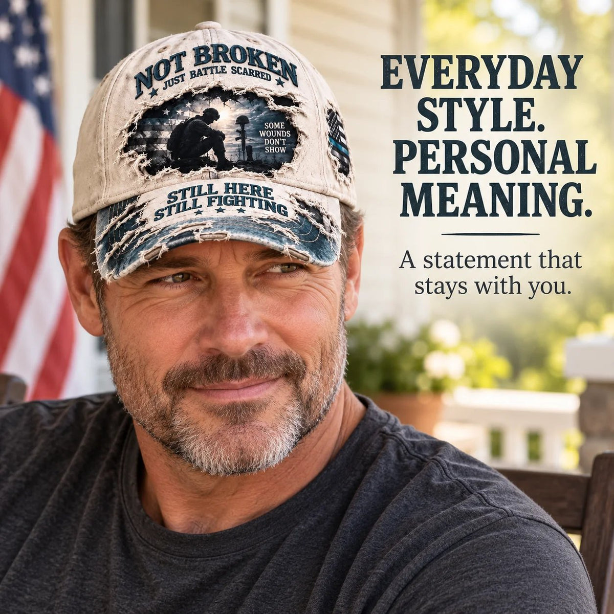 🧢 Veteran PTSD Awareness Baseball Cap – 100% Cotton