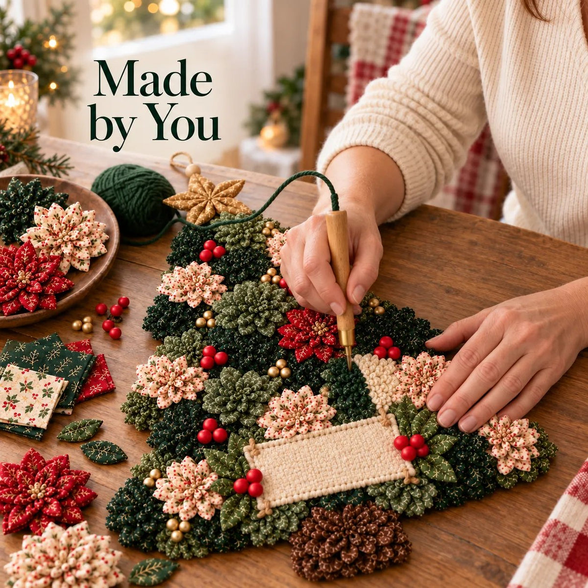 🎄 DIY Christmas Door Hanging Kit – Layered Fabric Holiday Décor