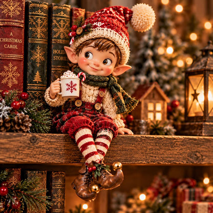 Adorable Christmas Elf Shelf Sitter Figurine