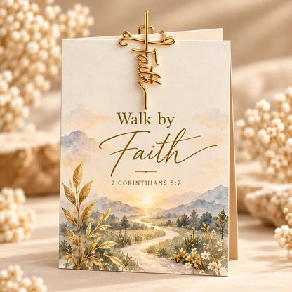 ✝️Faith-Inspired Christian Greeting Cards with Gold Scripture Paper Clips