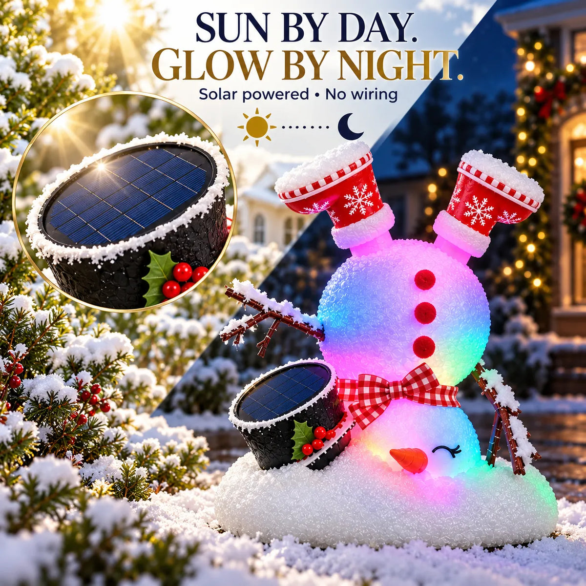 ⛄Waterproof Solar Snowman Figurine Light