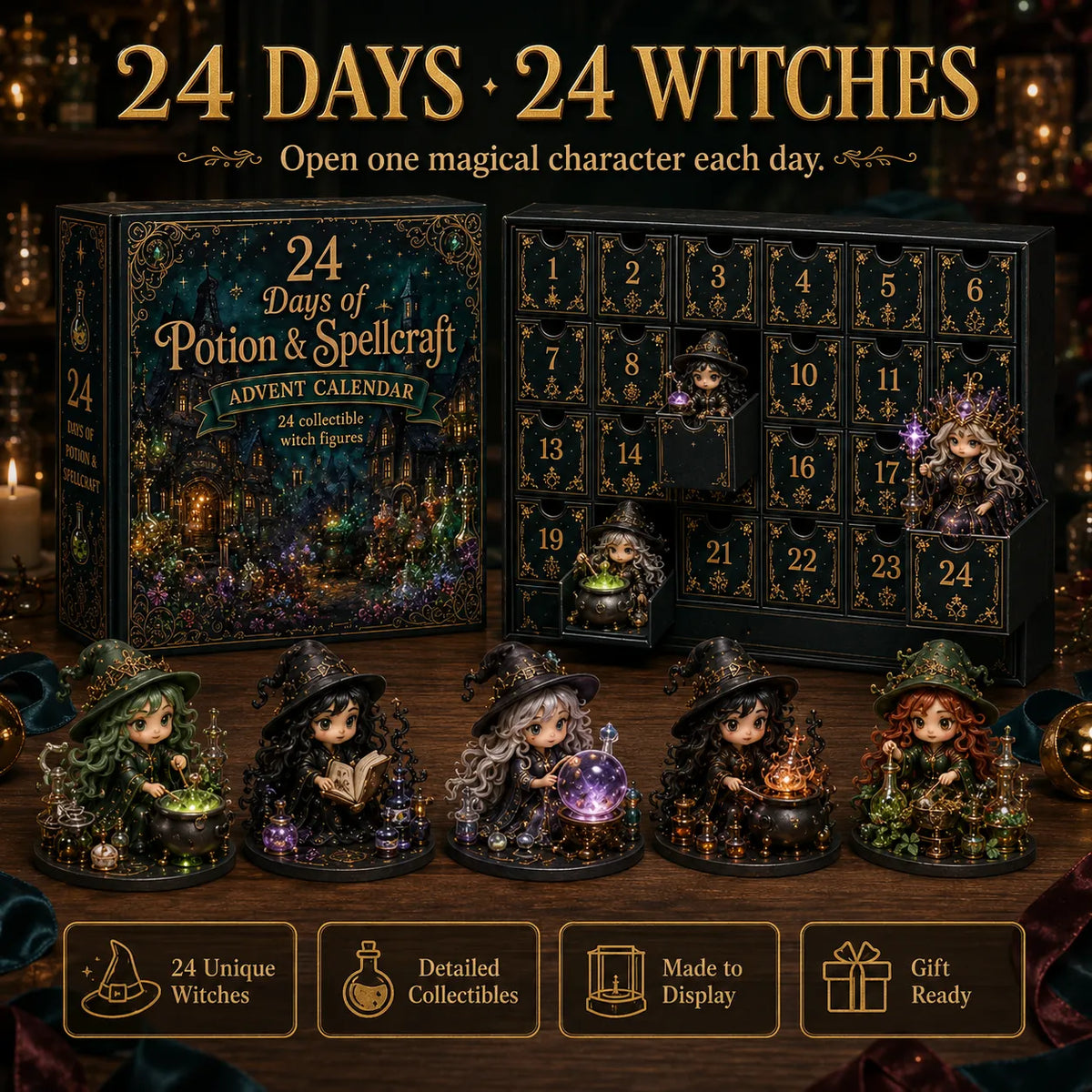 🧙‍♀️TODAY ONLY 50% OFF – Witch Advent Calendar | 24 Days of Magical Witchy Surprises | Limited Edition Collectible Mini Figures✨