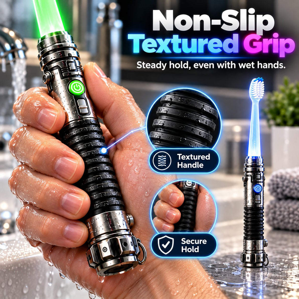 Galactic Glow LED Manual Toothbrush ⚡Soft Bristles, Ergonomic Grip & 30-Day Replaceable Battery 🦷
