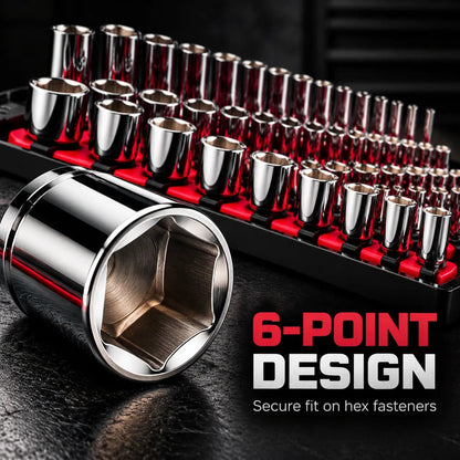 48-Piece 1/4-Inch Drive 6-Point Socket Set with Foam Organizer