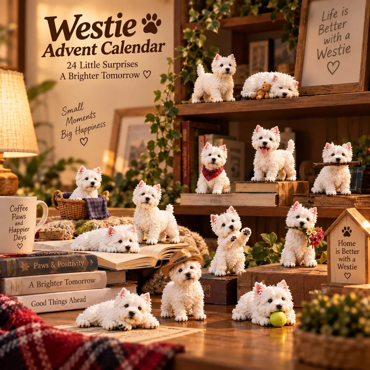 🐾 24 Days of Westies – 24-Day Advent Calendar with Collectible Westie Figurines