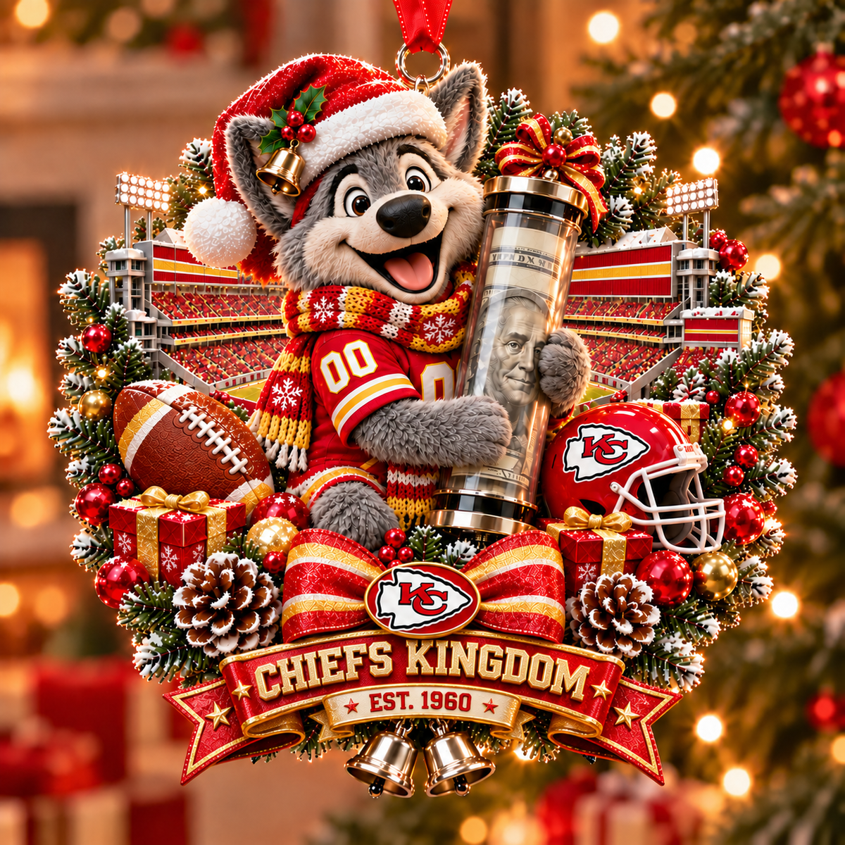 🏈🎄 Football Team Money Surprise Ornament