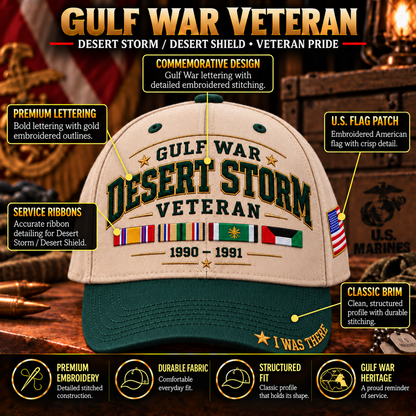 🎖️ Gulf War Desert Storm 1990–1991 Veteran I Was There Baseball Cap
