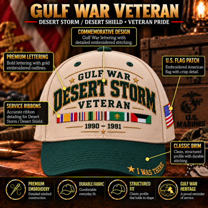 🎖️ Gulf War Desert Storm 1990–1991 Veteran I Was There Baseball Cap