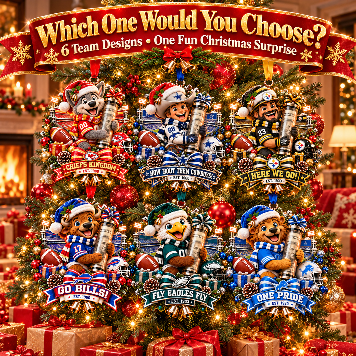 🏈🎄 Football Team Money Surprise Ornament