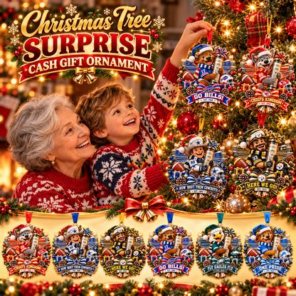 🏈🎄 Football Team Money Surprise Ornament