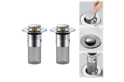 🚰 Universal Push-Button Sink Drain Stopper – Easy Press Seal for Bathroom & Kitchen Sinks ✨