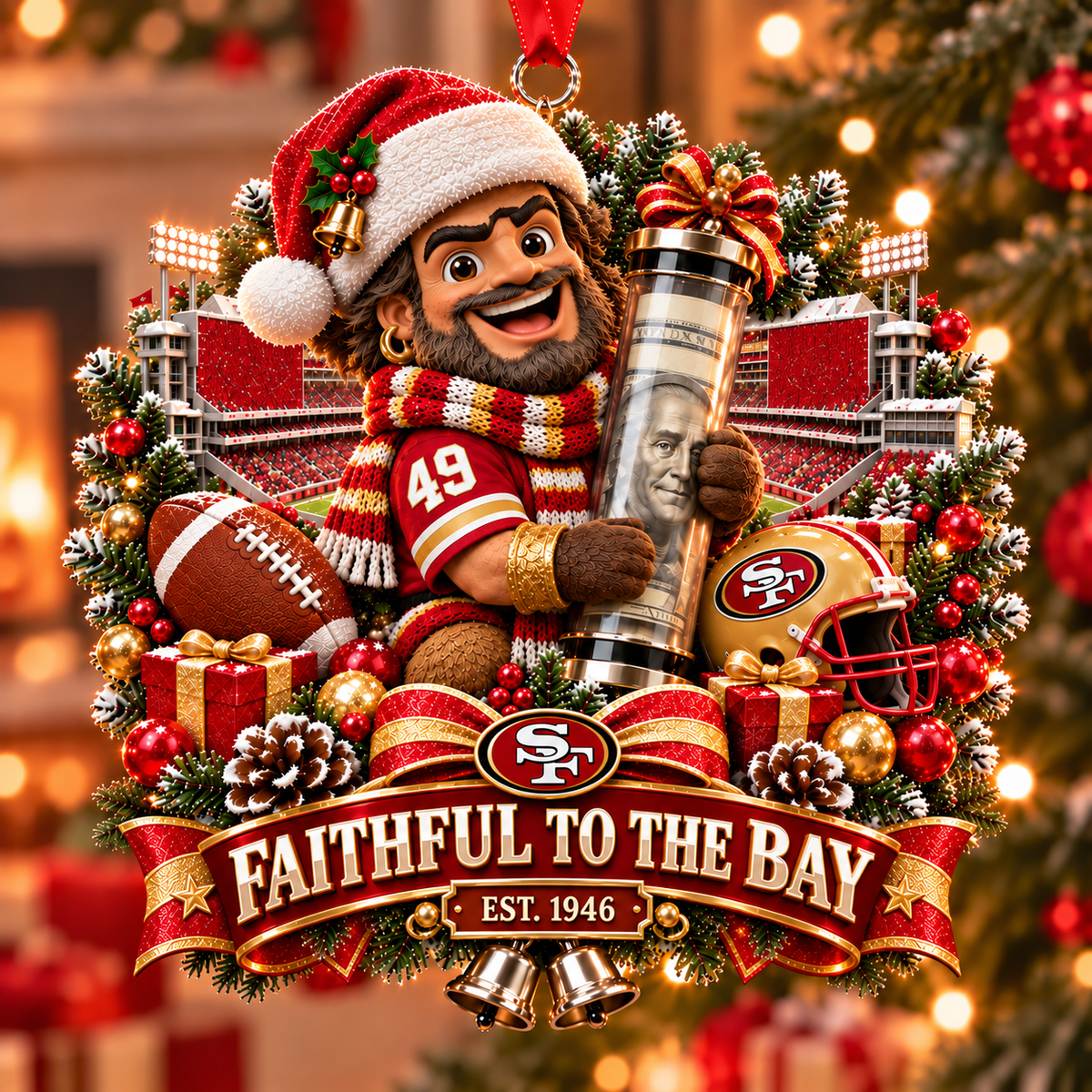 🏈🎄 Football Team Money Surprise Ornament